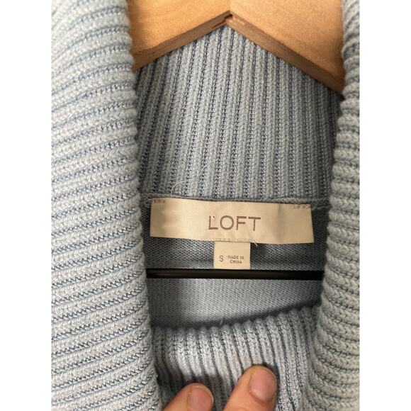 B1G2 FREE 🍁 Loft Blue Cowl Neck Tunic Sweater Small Rib Knit Casual Minimalist - Picture 8 of 11